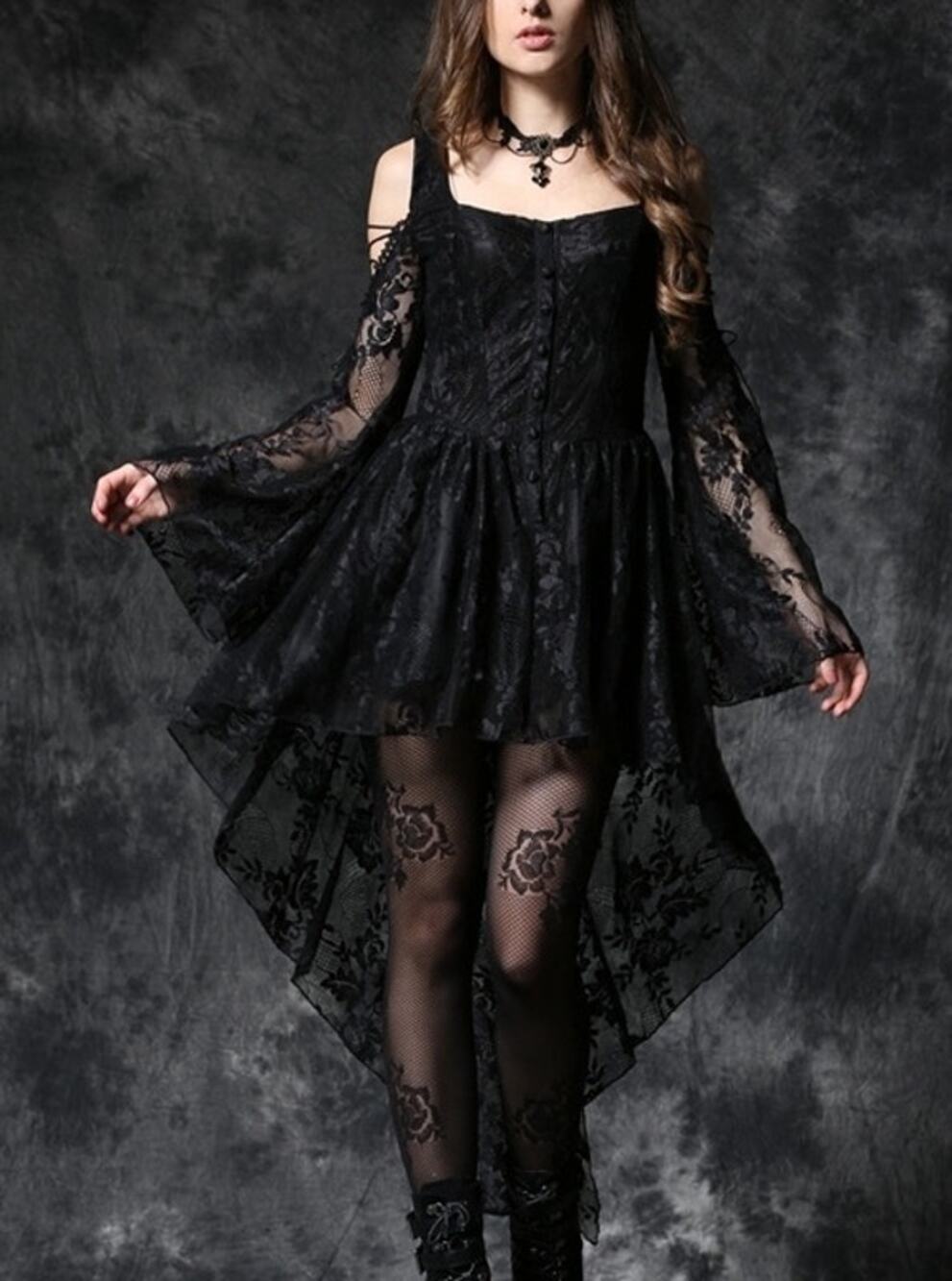 🖤 Dark in Love "Macbeth" Black Lace Gothic Dress - Size Large 🖤